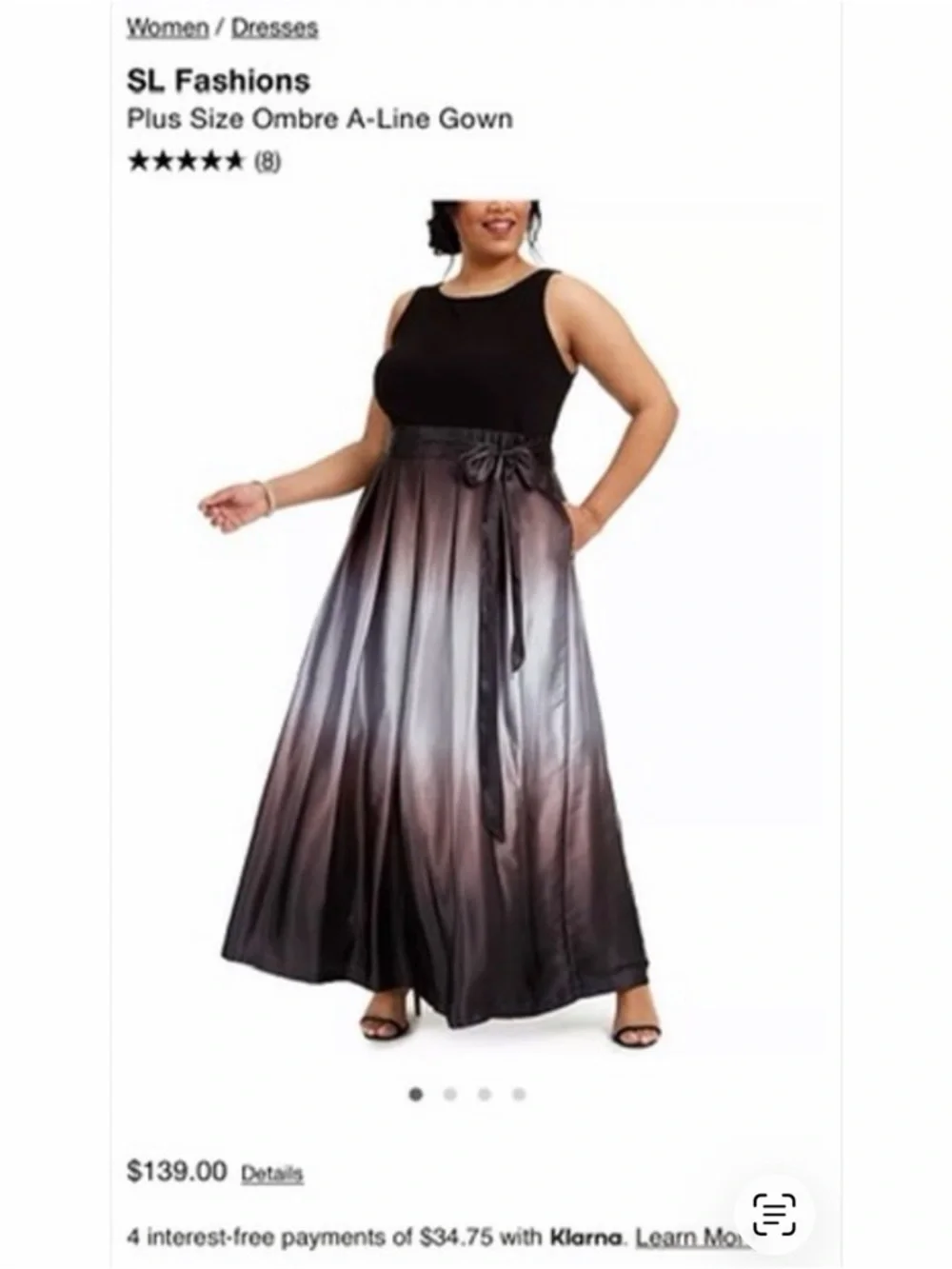 SL Fashions New York Black to Gray Ombre A-Line Plus Size Gown - Picture 1 of 6